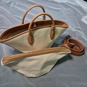 Zara Cream and Tan Crossbody Bag